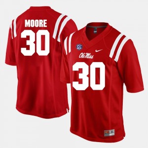 #30 A.J. Moore Ole Miss Jersey For Men Red Alumni Football Game 958283-240
