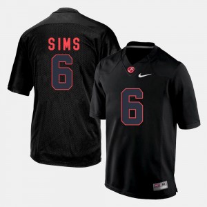 For Men's #6 Blake Sims Alabama Jersey Black College Football 802509-191