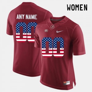 US Flag Fashion #00 Women's Crimson Alabama Customized Jerseys 497187-803