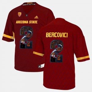 Red #2 Player Pictorial Men's Mike Bercovici ASU Jersey 323045-529