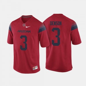 Red For Men's College Football #3 Cam Denson Arizona Jersey 672355-696