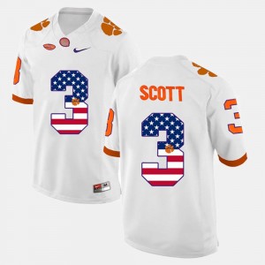For Men White US Flag Fashion Artavis Scott Clemson Jersey #3 880358-234