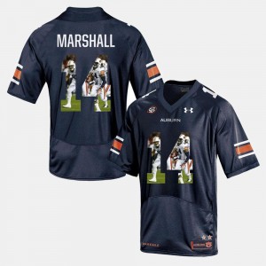 Navy Blue Nick Marshall Auburn Jersey #14 For Men's Player Pictorial 992140-784