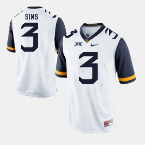 For Men's Alumni Football Game #3 White Charles Sims WVU Jersey 308872-840