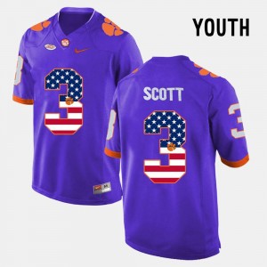 For Kids Purple US Flag Fashion #3 Artavis Scott Clemson Jersey 512112-253