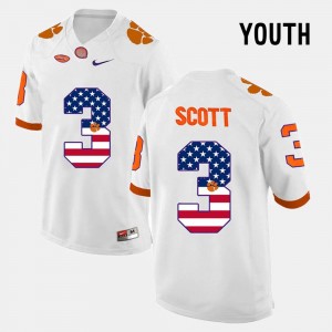 Artavis Scott Clemson Jersey #3 US Flag Fashion White For Kids 313040-175