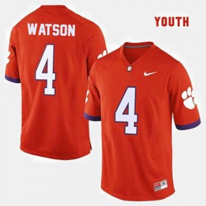 Orange #4 Deshaun Watson Clemson Jersey College Football Kids 182266-464