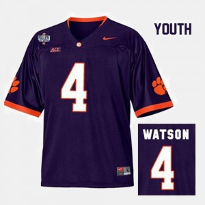 Purple #4 College Football Deshaun Watson Clemson Jersey Youth(Kids) 993767-523