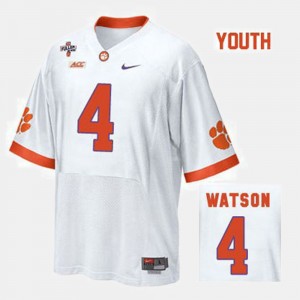 College Football White For Kids Deshaun Watson Clemson Jersey #4 652139-738
