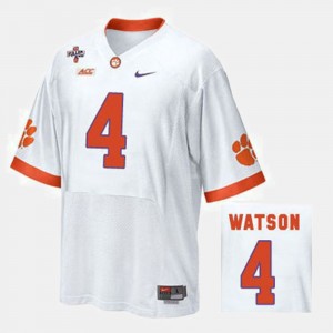 #4 White Men College Football Deshaun Watson Clemson Jersey 759166-151