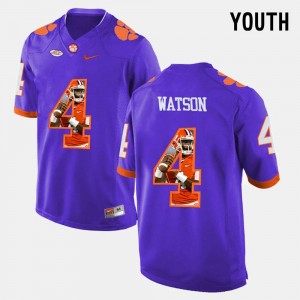 Purple DeShaun Watson Clemson Jersey #4 For Kids Pictorial Fashion 761050-397