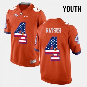 #4 US Flag Fashion Orange DeShaun Watson Clemson Jersey Youth(Kids) 701818-956