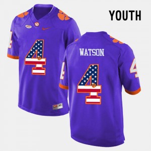 #4 DeShaun Watson Clemson Jersey US Flag Fashion Youth Purple 830971-835