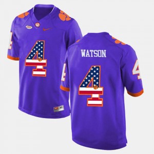 Purple US Flag Fashion #4 Mens DeShaun Watson Clemson Jersey 149181-466