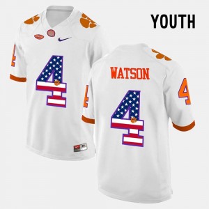 DeShaun Watson Clemson Jersey White #4 US Flag Fashion For Kids 457446-319