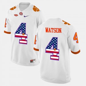 DeShaun Watson Clemson Jersey #4 US Flag Fashion Men's White 125589-613