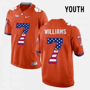 Youth(Kids) US Flag Fashion Orange Mike Williams Clemson Jersey #7 368593-276