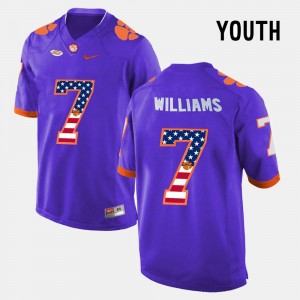 Youth #7 Purple Mike Williams Clemson Jersey US Flag Fashion 863142-544