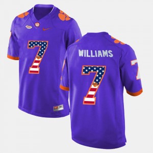 Purple Men's Mike Williams Clemson Jersey #7 US Flag Fashion 818862-774