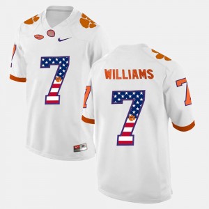For Men's Mike Williams Clemson Jersey White #7 US Flag Fashion 827448-557
