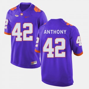 Stephone Anthony Clemson Jersey Purple For Men's #42 College Football 989846-273