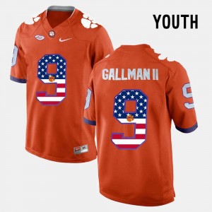 #9 Wayne Gallman II Clemson Jersey Kids US Flag Fashion Orange 783926-247