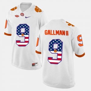 Mens US Flag Fashion #9 White Wayne Gallman II Clemson Jersey 790456-886