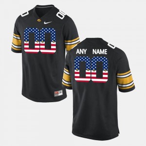 US Flag Fashion Black #00 Iowa Custom Jerseys For Men 811133-696