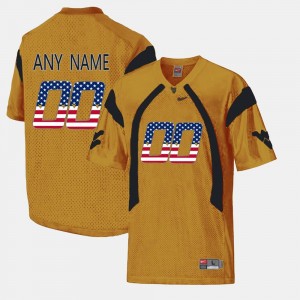 Gold #00 For Men WVU Custom Jersey US Flag Fashion 905709-139