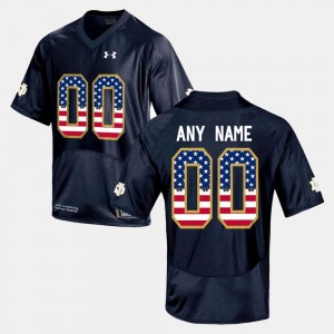 US Flag Fashion #00 Navy Blue Notre Dame Customized Jersey For Men's 709068-667
