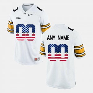 For Men's White US Flag Fashion #00 Iowa Custom Jerseys 949331-588