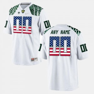 #00 For Men's US Flag Fashion Oregon Customized Jersey White 677043-938