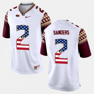 White Mens Deion Sanders FSU Jersey #2 US Flag Fashion 237610-415