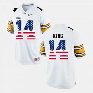 Desmond King Iowa Jersey White For Men's #14 US Flag Fashion 737929-333