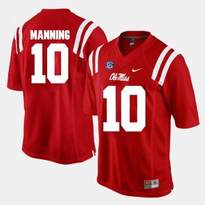 Alumni Football Game For Men's #10 Eli Manning Ole Miss Jersey Red 944015-332