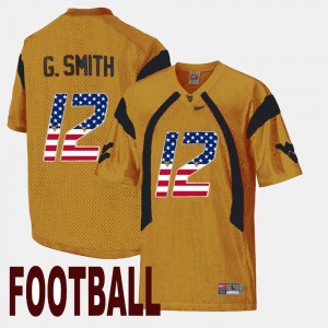 Geno Smith WVU Jersey US Flag Fashion Gold #12 Men's 151714-701