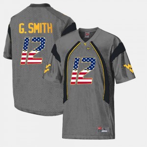 Gray Geno Smith WVU Jersey US Flag Fashion Men #12 184585-308