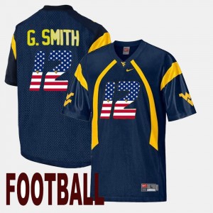 Geno Smith WVU Jersey Navy US Flag Fashion #12 Men's 712188-815