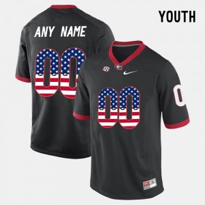#00 Black Youth(Kids) US Flag Fashion UGA Custom Jersey 762796-220