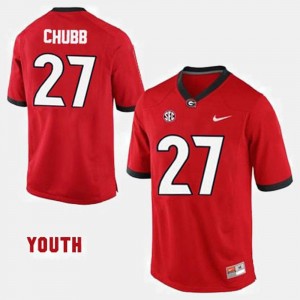 College Football Red Youth #27 Nick Chubb UGA Jersey 234031-125