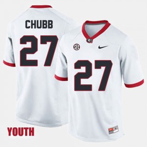 #27 White College Football Youth Nick Chubb UGA Jersey 483188-543
