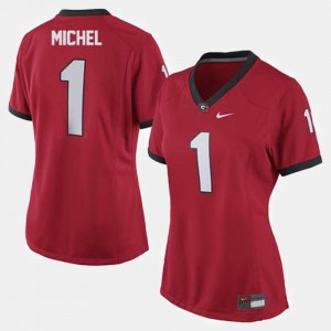 Sony Michel UGA Jersey Red Womens #1 College Football 513275-851