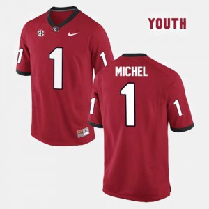 #1 Youth(Kids) Red College Football Sony Michel UGA Jersey 751554-199