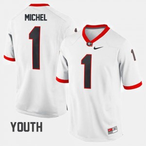 #1 Kids Sony Michel UGA Jersey White College Football 846775-164