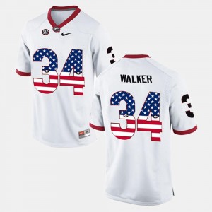 #34 Herschel Walker UGA Jersey White Men US Flag Fashion 318839-388