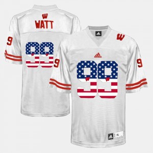 US Flag Fashion White #99 J.J. Watt Wisconsin Jersey Men's 458106-333
