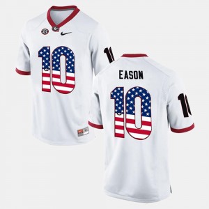US Flag Fashion White Jacob Eason UGA Jersey Men's #10 982740-686
