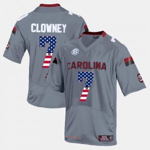 #7 Men's US Flag Fashion Jadeveon Clowney South Carolina Jersey Gray 722653-313