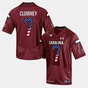 #7 Mens US Flag Fashion Jadeveon Clowney South Carolina Jersey Maroon 495563-206