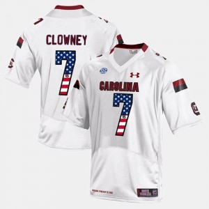 Mens Jadeveon Clowney South Carolina Jersey #7 US Flag Fashion White 972668-857